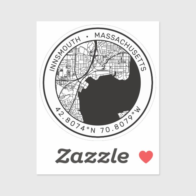 Innsmouth City Map Lovecraft Sticker (Sheet)