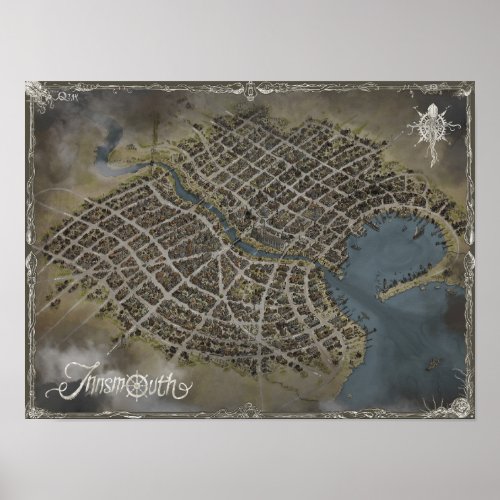 Innsmouth map Lovecraft world Poster