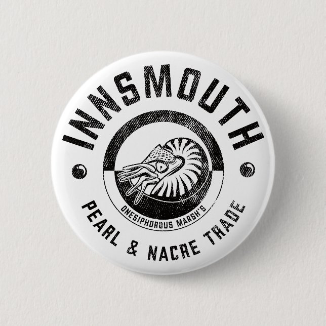 Innsmouth Marsh's Pearl Trade Lovecraft Button (Front)