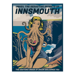Innsmouth Pin-up Cthulhu Travel Poster Lovecraft