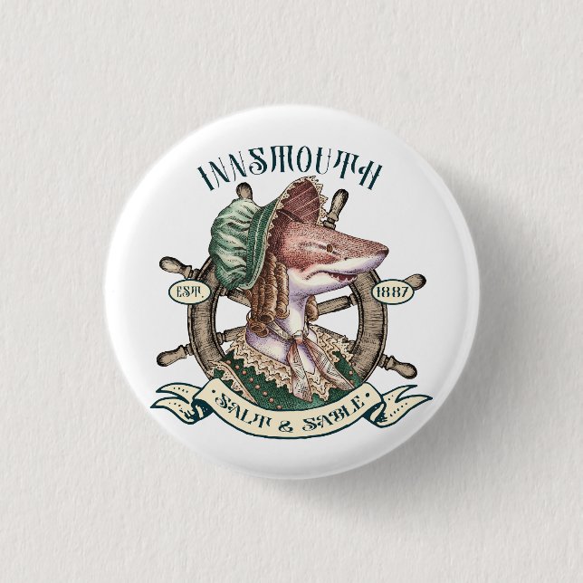 Innsmouth Salt & Sable - Shark Lady Button (Front)