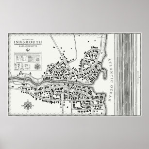 Innsmouth vintage map poster