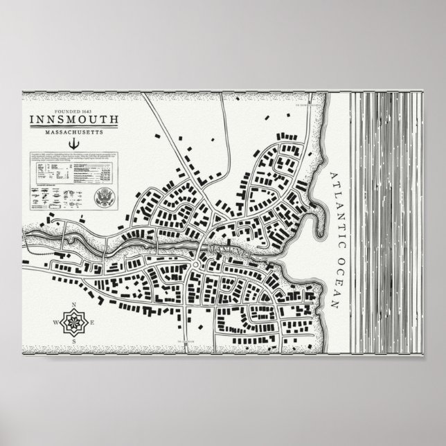 Innsmouth vintage map poster (Front)