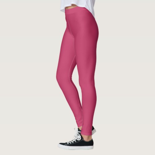 Innuendo Dark Pink Solid Color Rose Pink Leggings