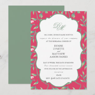 Innuendo Pink and Basil Green Rehearsal Dinner Invitation