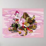 trike wild boar benten goddess ride purple pink キャンバス ポスター lady asia asian oriental japan キャラクター