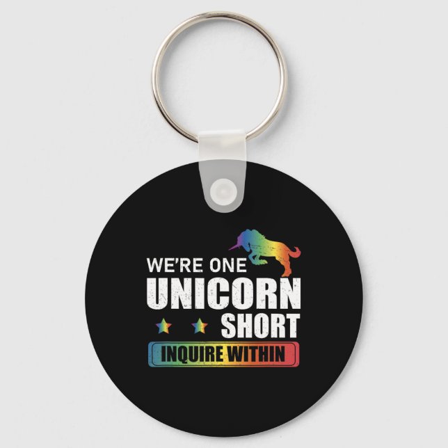 Inquire Within Funny Polyamory Unicorn Hunting A P Keychain (Front)