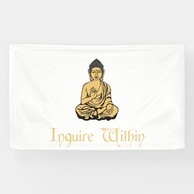 Inquire Within Zen Meditation Buddha Banner (Horizontal)