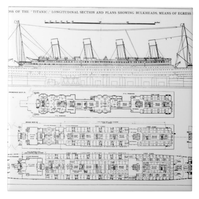 Inquiry into the Loss of the Titanic: Cross sectio Ceramic Tile (Front)