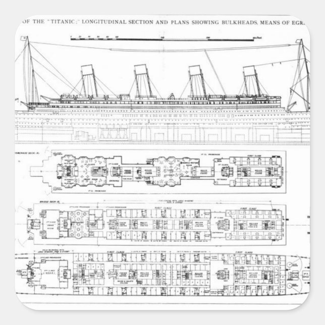Inquiry into the Loss of the Titanic: Cross sectio Square Sticker (Front)
