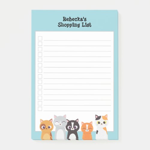 Inquisitive Cats Shopping List Personalized Post_it Notes