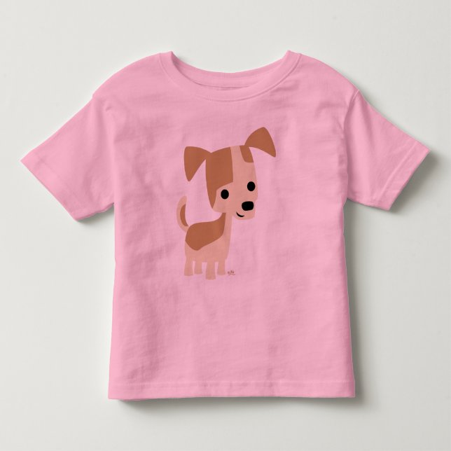 Inquisitive little dog cartoon toddler T-shirt (Front)