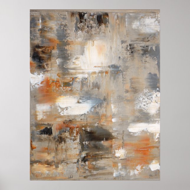 'Inquisitive' Neutral Abstract Art Poster Print (Front)