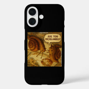 Inquisitive Snail & Michelangelo Parody Cartoon  iPhone 16 Case
