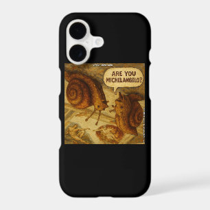 Inquisitive Snail & Michelangelo Parody Cartoon iPhone 17 Case