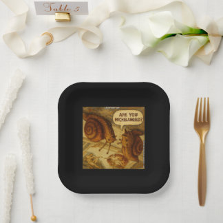 Inquisitive Snail & Michelangelo Parody Cartoon  Paper Plates