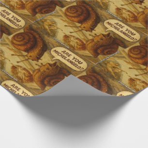 Inquisitive Snail & Michelangelo Parody Cartoon  Wrapping Paper