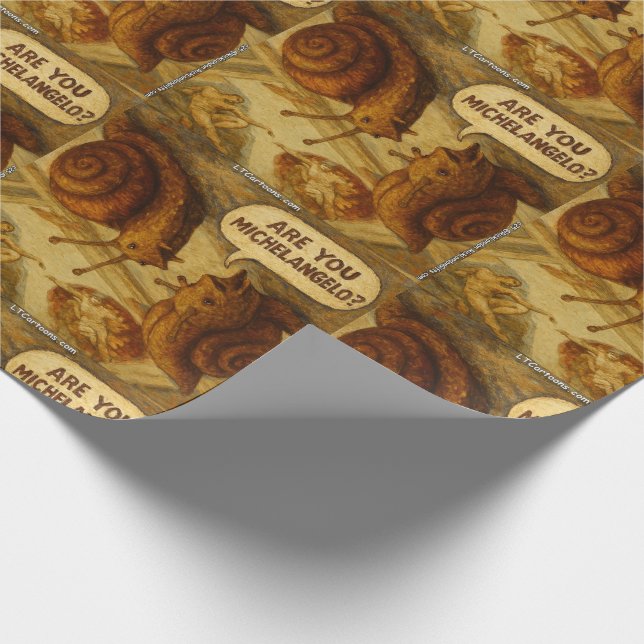 Inquisitive Snail & Michelangelo Parody Cartoon  Wrapping Paper (Corner)