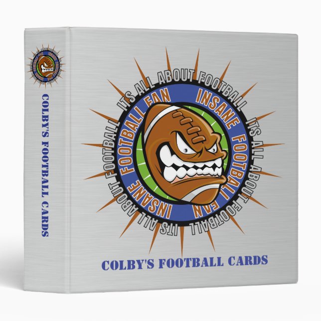 Insane Football Fan 3 Ring Binder (Front/Spine)