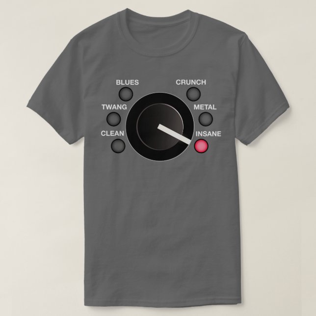 Insane Mode Guitar Amp Volume Knob T-Shirt (Design Front)