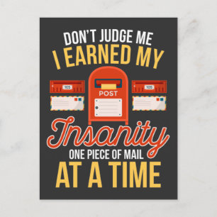 Insane Postman Funny Christmas Retired Mailman Postcard