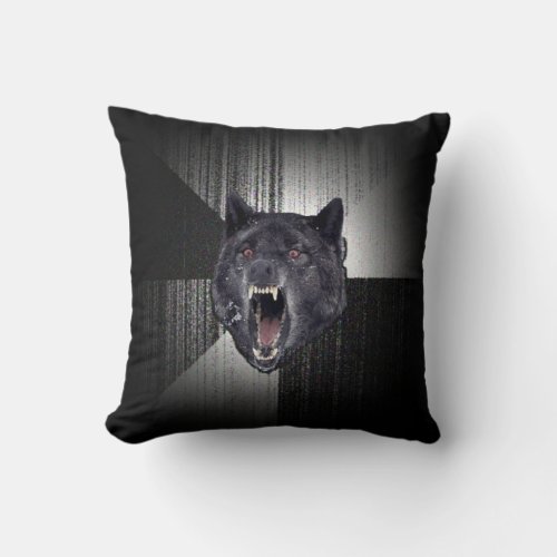 Insanity Wolf Meme Throw Pillow