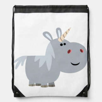 Inscrutable Cartoon Unicorn Drawstring Backpack