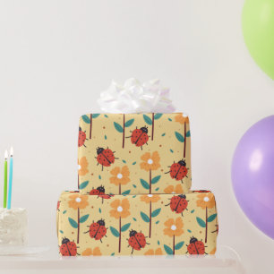 insect and flower wrapping paper