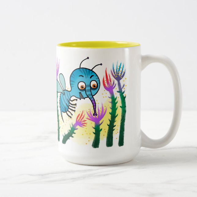 Insect and flowers Two-Tone coffee mug (Right)