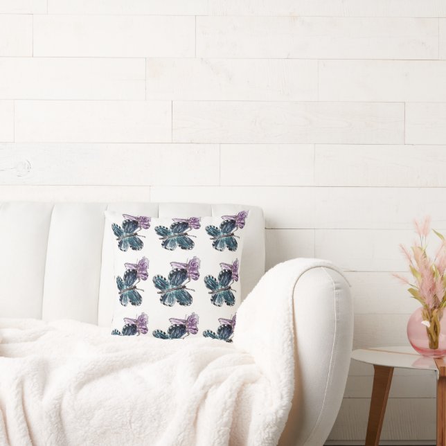 Insect Art Butterfly Bugs Throw Pillow (Couch)