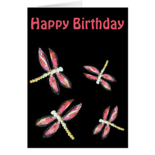 Insect Art Dancing Pink Dragonfly Cards