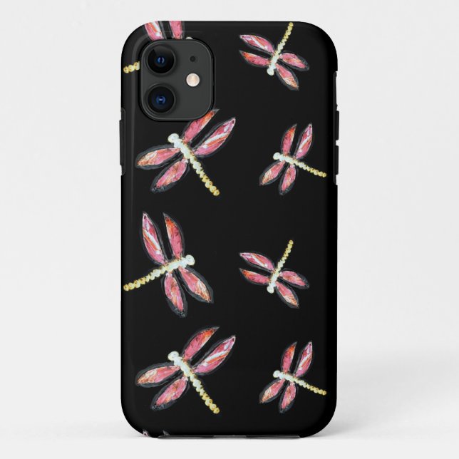 Insect Art Dancing Pink Dragonfly Case-Mate iPhone Case (Back)