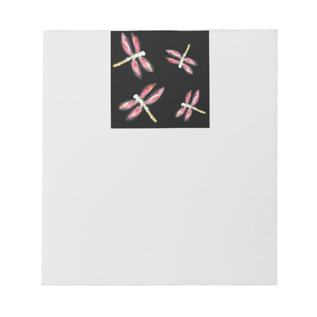 Insect Art Dancing Pink Dragonfly Notepad (Front)