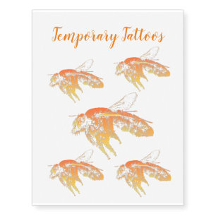 Insect bee orange temporary tattoos