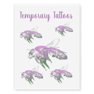 Insect bee pink Green Temporary Tattoos