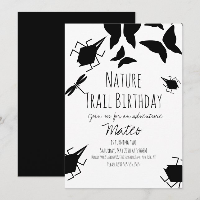 Insect Bug Butterfly Nature Birthday Party   Invitation (Front/Back)