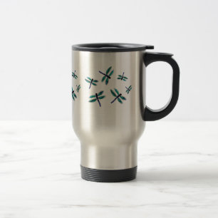 Insect Bugs Emerald, Turquoise Flying Dragonfly Travel Mug
