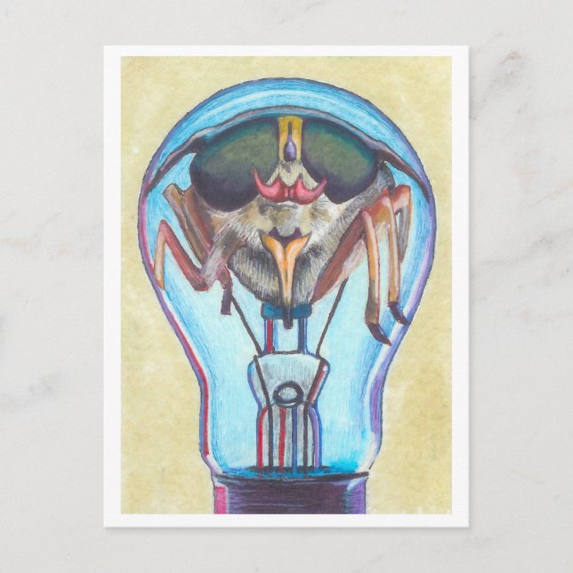 "Insect Bulb" Surreal Art Postcard by Ashazart (Front)
