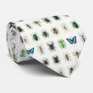 Insect collection watercolor paintings bug art neck tie