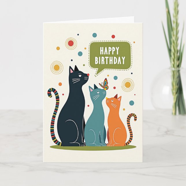 Insect Feline Birthday Card (Front)
