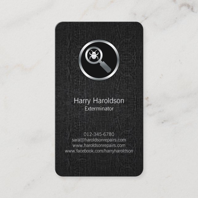 Insect Icon Black Grunge Exterminator BusinessCard Business Card (Front)