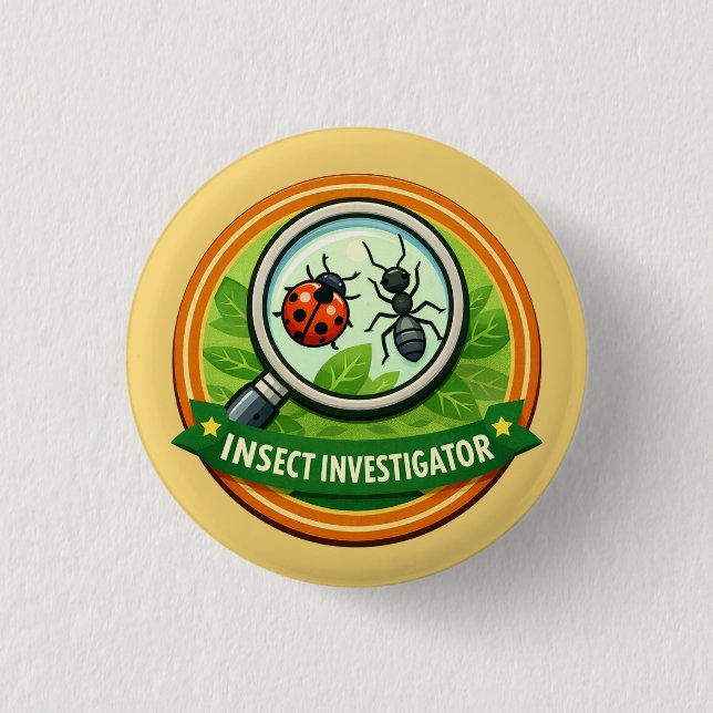 insect investigator Explorer | Kids Outdoor Award Button (Front)