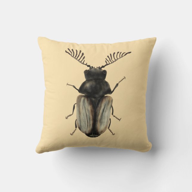 Insect Lover Art: Cool Beetle Throw Pillow (Back)