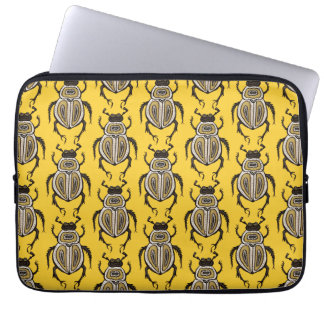 Insect Lover Yellow Decorative Beetle Art Laptop Sleeve
