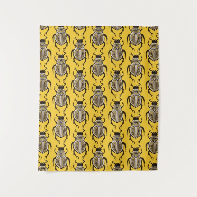 Insect Lover Yellow Decorative Beetle Art Tapestry (Front)