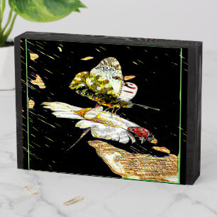 Insect Models: A Butterfly and a Ladybug 01-01 Wooden Box Sign
