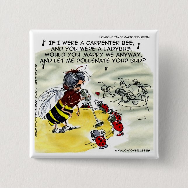 Insect Nightclub Singers Funny Button (Front)