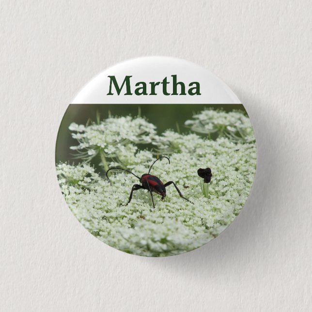 Insect on Elderflower  Button (Front)
