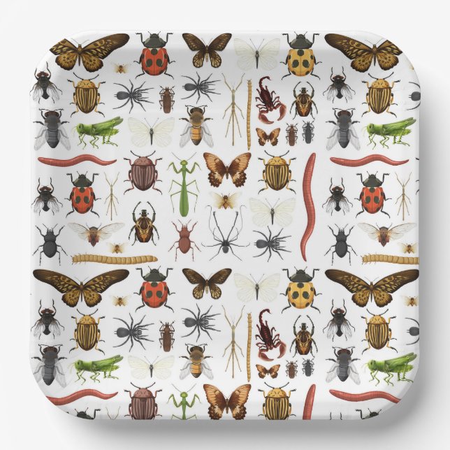 Insect Paper Plates, Bugs Party Supplies Plates (Front)