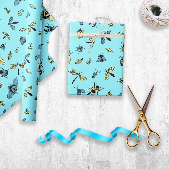Insect Pattern | Light Blue Wrapping Paper (Creator Uploaded)